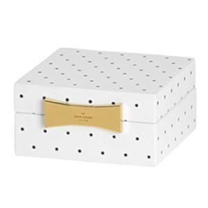 kate spade white black polka dot Garden Drive small Jewelry Box like new